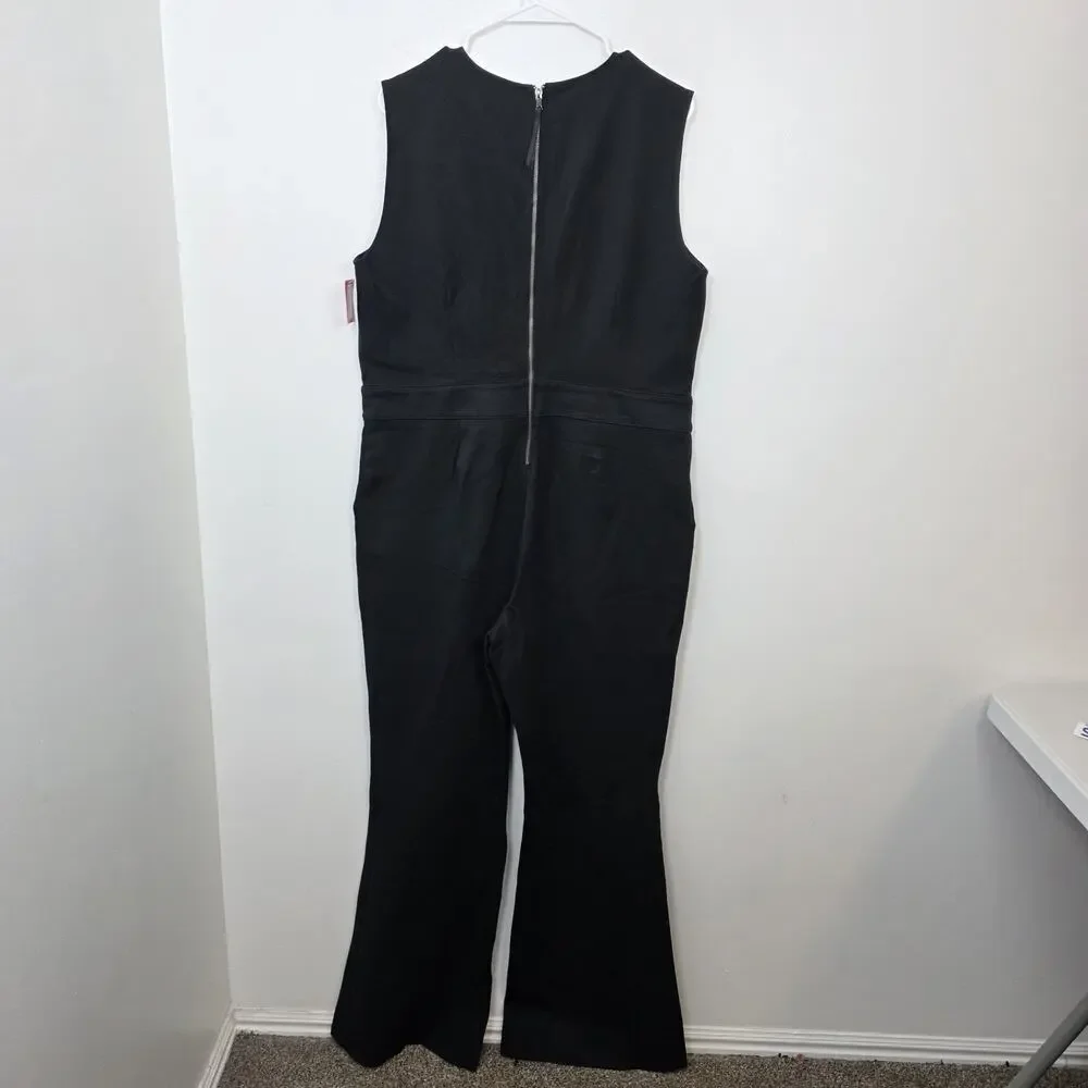 Spanx Black The Perfect Sleeveless Stretchy‎ Fitted Minimalist Jumpsuit Size XL
